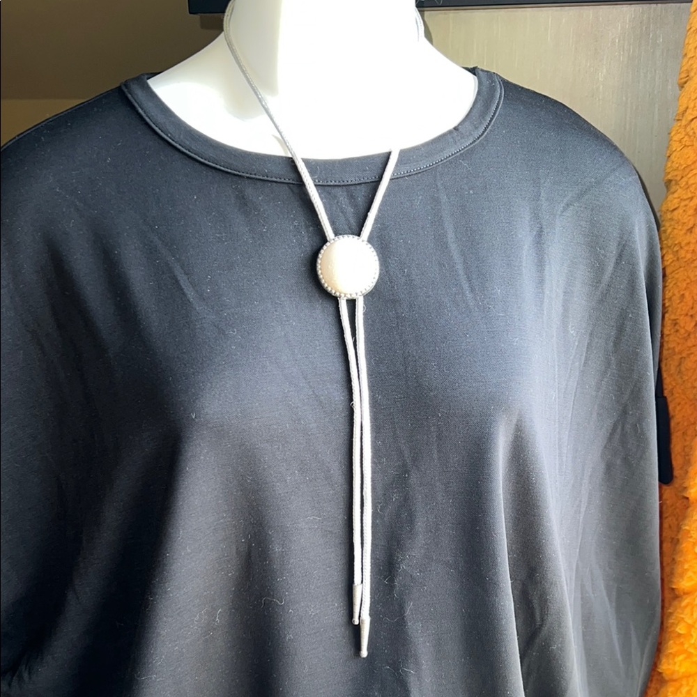 Silver and opal bolo tie Pendant Necklace